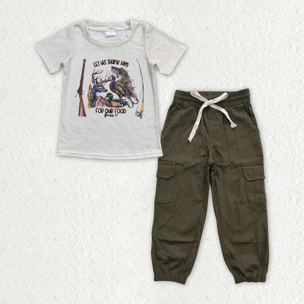 Baby Boys Fishing Hunting Green Cargo Pants Clothes Sets