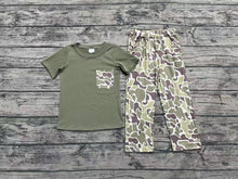 Load image into Gallery viewer, Baby Boys Green Pocket Top Camouflage Pants Clothing Sets
