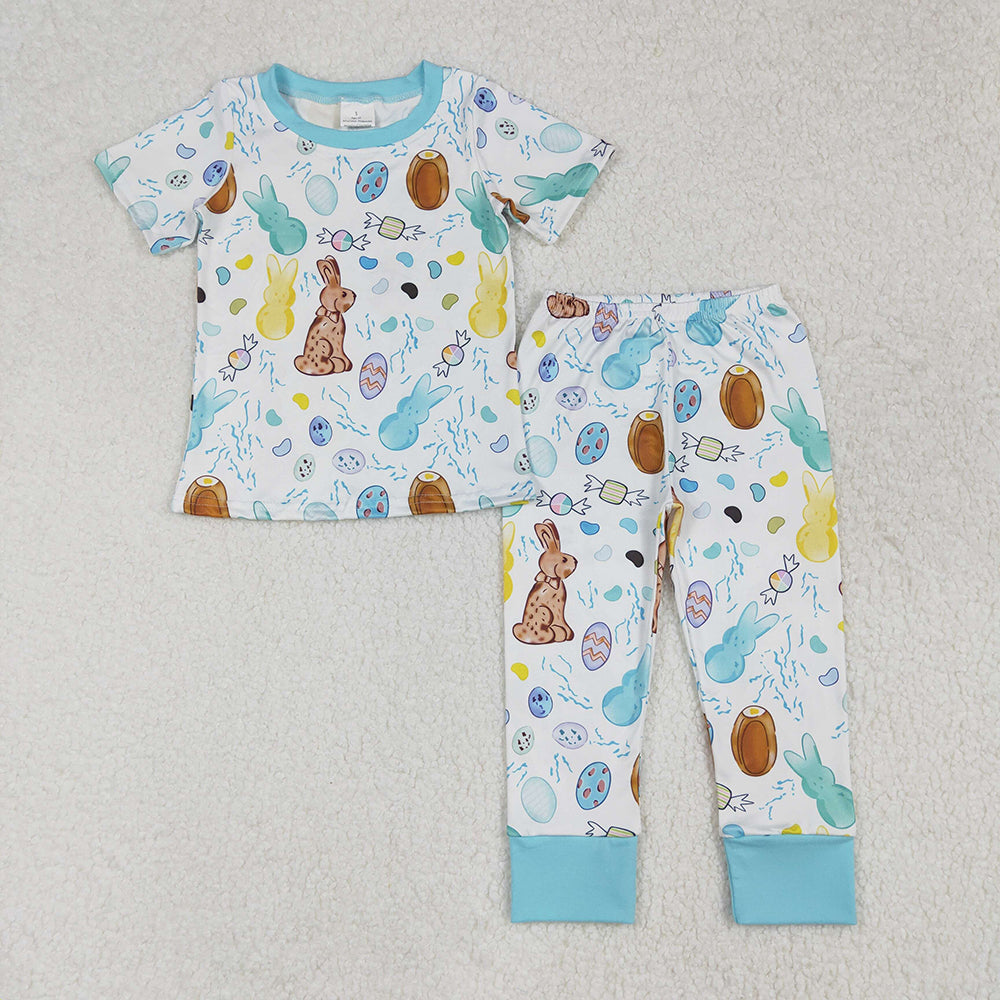 Baby Boys Easter Rabbits Eggs Shirt Pants Pajamas Sets