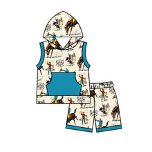 Load image into Gallery viewer, Baby boys western hoodie top summer shorts sets
