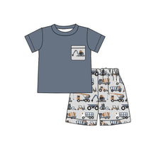 Load image into Gallery viewer, Baby boys Construction pocket summer shorts sets
