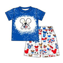 Load image into Gallery viewer, Baby boys 4th of July castle ruffle shorts
