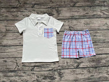 Load image into Gallery viewer, Baby Boys White Pocket Shirt Checkered Shorts Clothes Sets

