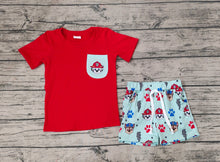 Load image into Gallery viewer, Baby Boys Dog Red Pocket Shirt Top Shorts Clothes Sets
