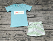 Load image into Gallery viewer, Baby Boys I Love Dad Shirt Green Stripes Shorts Clothes Sets

