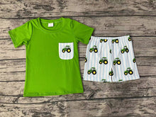 Load image into Gallery viewer, Baby Boys Green Tee Shirts Tops Tractors Shorts Clothes Sets
