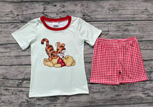 Load image into Gallery viewer, Baby Boys Bear Tiger Short Red Checkered Shorts Clothes Sets
