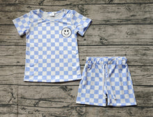 Load image into Gallery viewer, Baby Boys Short Sleeve Blue Smile Top Shorts Clothes Sets
