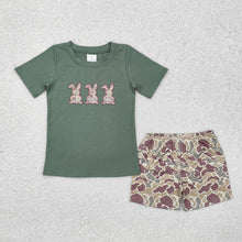 Load image into Gallery viewer, Baby Boys Easter Green Rabbits Shirt Camouflage Shorts Clothes Sets
