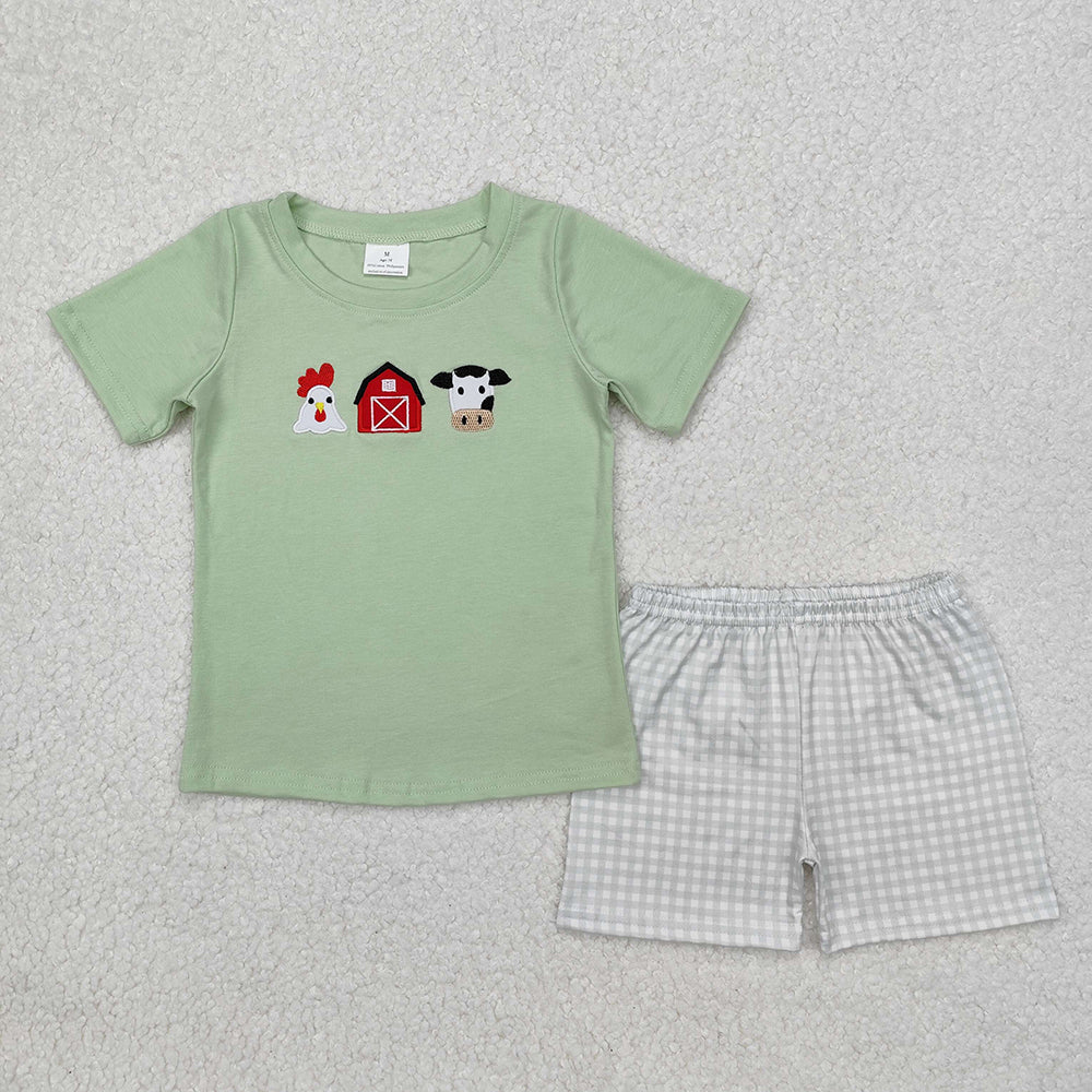 Baby Boys Farm House Cow Shirts Shorts Clothes Sets
