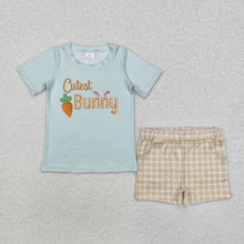 Load image into Gallery viewer, Baby Boys Easter Cute Bunny Shirts Checkered Shorts Clothes Sets

