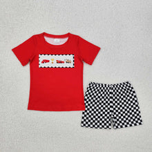 Load image into Gallery viewer, Baby Boys Racing Cars Shirts Checkered Shorts Clothes Sets
