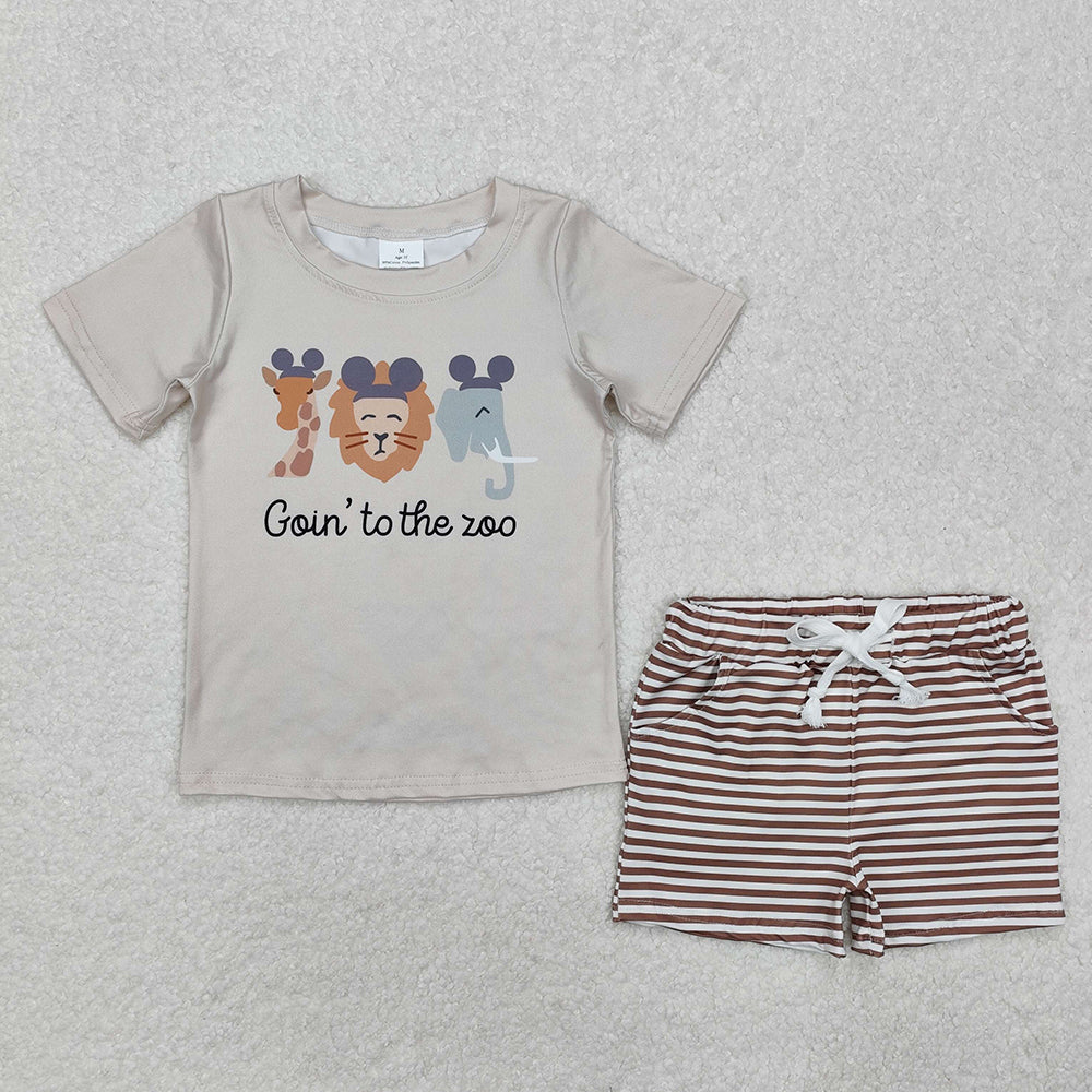 Baby Boys Go To The Zoo Animal Tee Shirt Shorts Clothes Sets