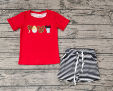 Load image into Gallery viewer, Baby Boys Red Cartoon Snacks Tee Shirt Shorts Clothes Sets
