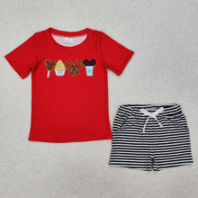 Load image into Gallery viewer, Baby Boys Red Cartoon Snacks Tee Shirt Shorts Clothes Sets
