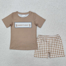 Load image into Gallery viewer, Baby Boys Daddy&#39;s Boy Deers Top Checkered Shorts Clothes Sets
