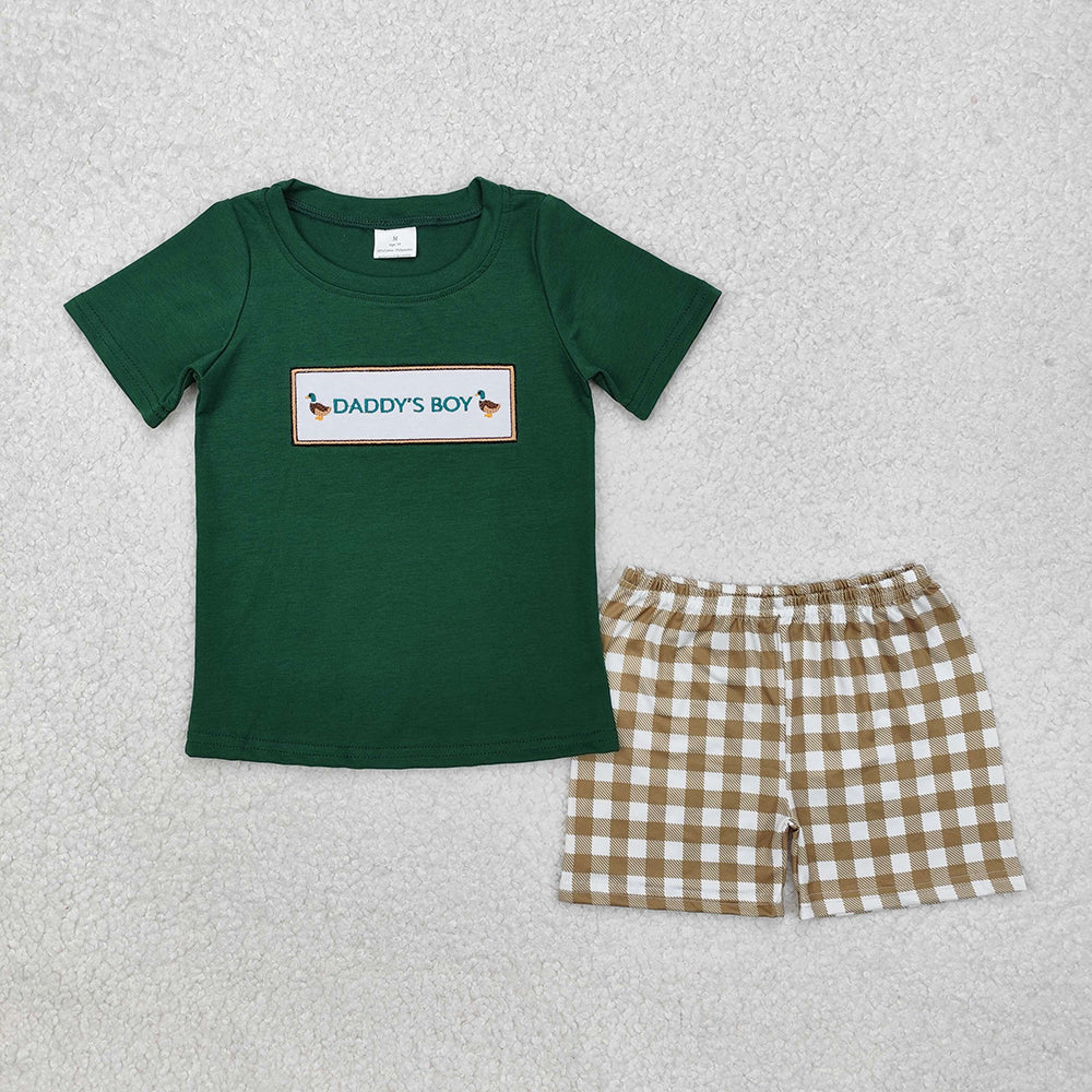 Baby Boys Daddy's Boy Ducks Top Checkered Shorts Clothes Sets
