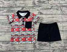 Load image into Gallery viewer, Baby Boys Western Aztec Black Pocket Shirt Shorts Clothes Sets
