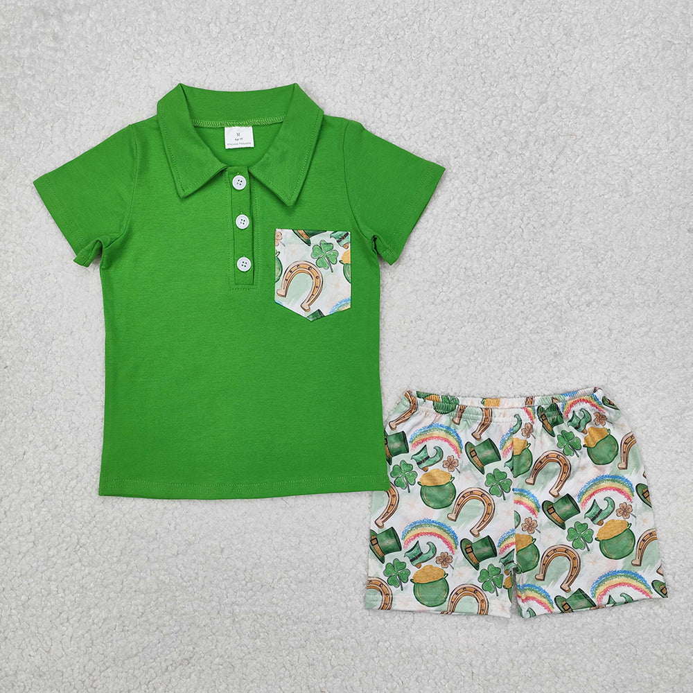 Baby Boys St Patrick Day Qautrefoil Shirts Shorts Clothes Sets