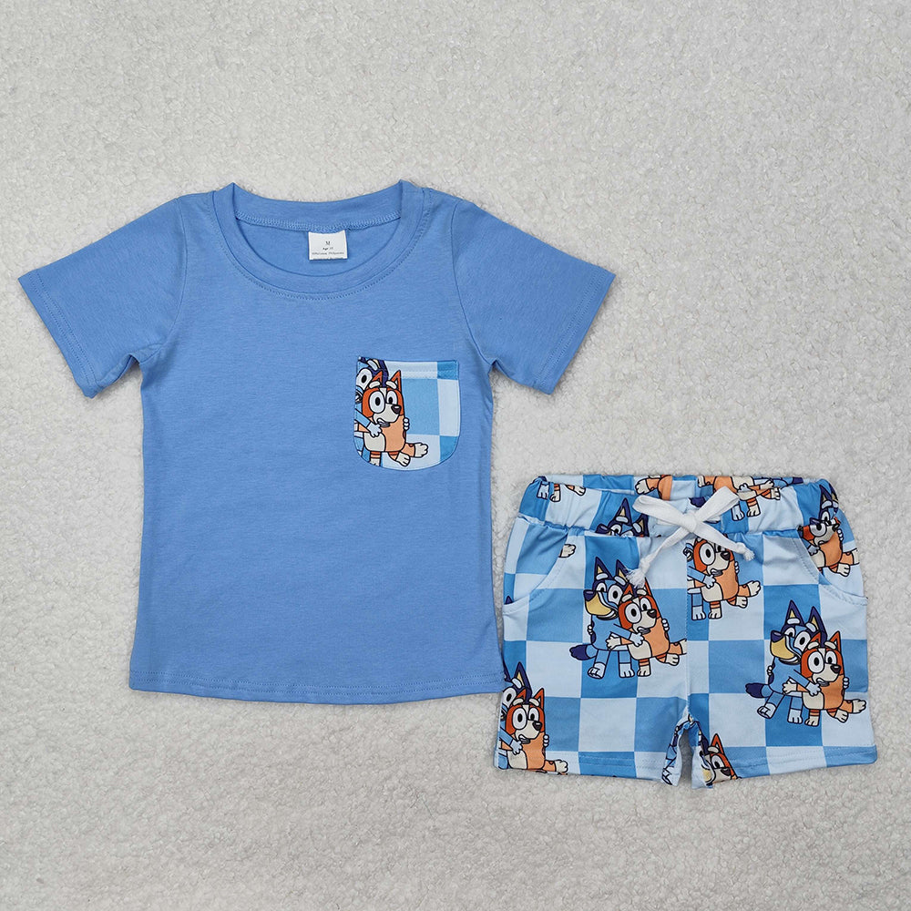 Baby Boys Sister Dogs Pocket Shirts Shorts Clothes Sets