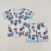 Load image into Gallery viewer, Baby Boys Blue Shirts Cartoon Dogs Shorts Pajamas Clothes Sets

