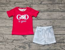 Load image into Gallery viewer, Baby Boys God is Good Baseball Shirt Shorts Clothes Sets
