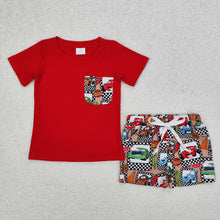 Load image into Gallery viewer, Baby Boys Car Cactus Pocket Shirts Shorts Clothes Sets
