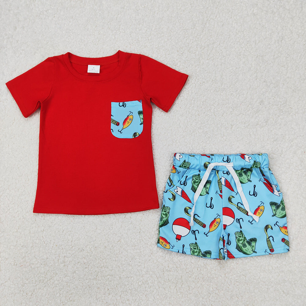 Baby Boys Fishing Float Pocket Shirts Top Shorts Clothes Sets