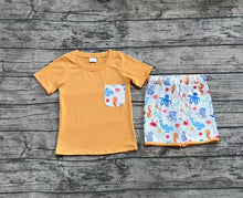 Load image into Gallery viewer, Baby Boys Orange Pocket Top Sea Animals Shorts Clothes Sets
