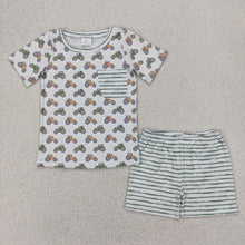 Load image into Gallery viewer, Baby Boys Farm Trucks Pocket Shirt Top Tee Shorts Clothes Sets
