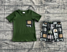 Load image into Gallery viewer, Baby Boys Western Cow Farm Pocket Shirt Shorts Clothes Sets
