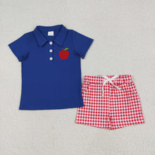 Load image into Gallery viewer, Sibling Boys Baby Girls Embroidery Apple Back To School Outfits Sets
