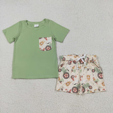 Load image into Gallery viewer, Baby Boys Pocket Top Chicks Pigs Short Farm Sets
