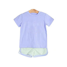 Load image into Gallery viewer, Baby Boys Lavender Short Sleeves Top Short Set
