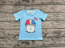 Load image into Gallery viewer, Baby Boys Blue 4th Of July Sand Flag Short Sleeve Tee Shirts Tops
