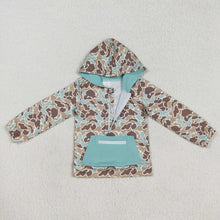 Load image into Gallery viewer, Baby Boys Bright Green Camo Hooded Zip Pocket Fall Pullovers Tops
