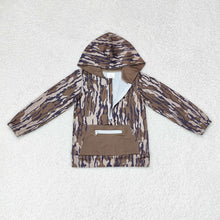 Load image into Gallery viewer, Baby Boys Dark Green Camo Hooded Zip Pocket Fall Pullovers Tops
