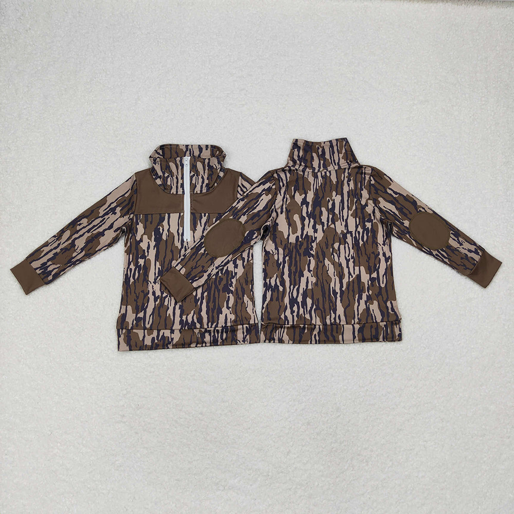 Baby Boys Fall Camo Bottomland Long Sleeve Zip Pullovers Tops