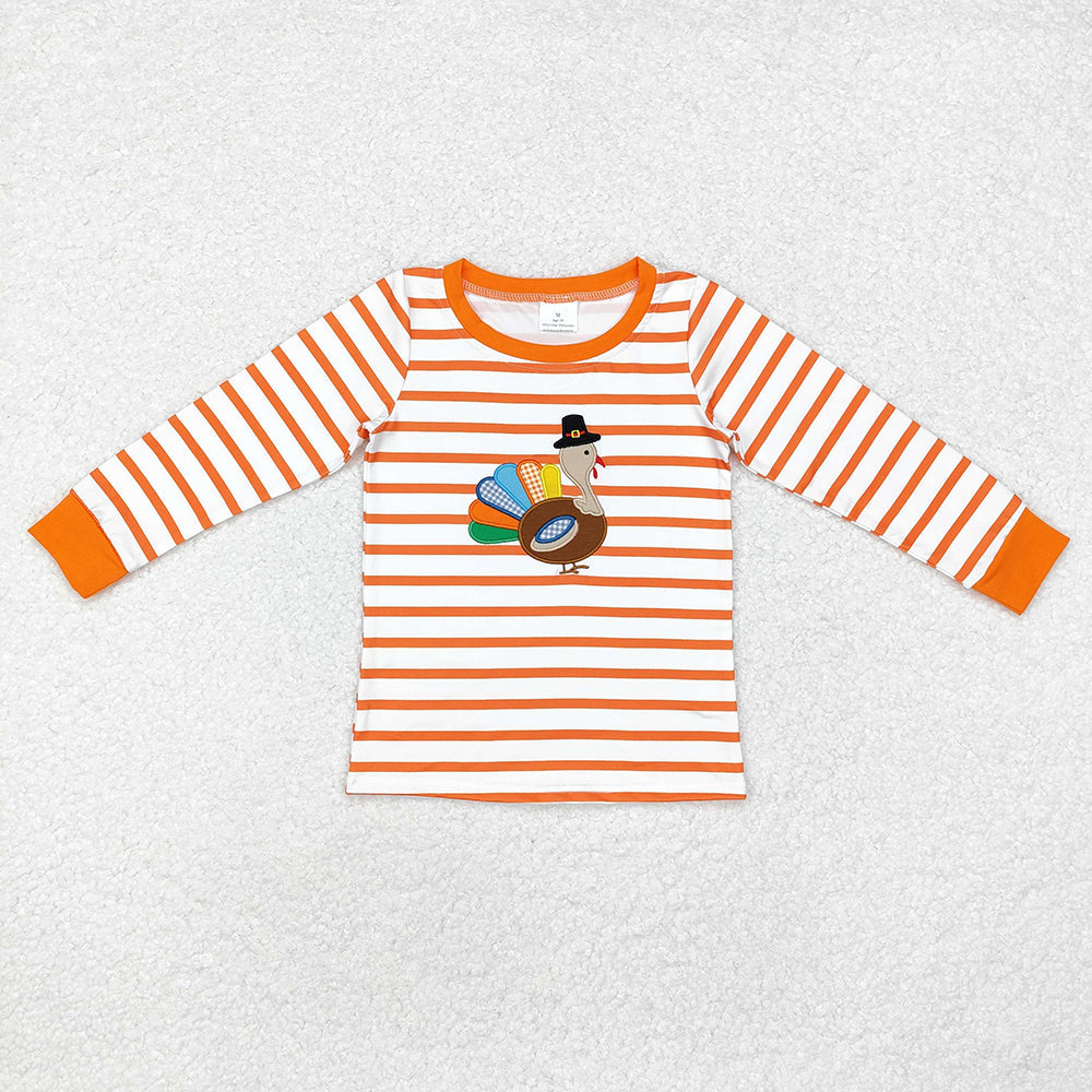 Baby Boys Thanksgiving Turkey Stripes Long Sleeve Tee Shirts Tops