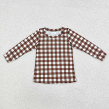 Load image into Gallery viewer, Baby Boys Brown Checkered Long Sleeve Tee Shirts Tops
