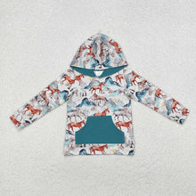 Load image into Gallery viewer, Baby Boys Western Horse Hooded Long Sleeve Tops
