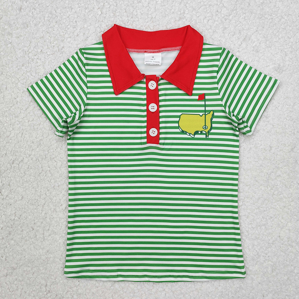 Baby Boys Golf Green Stripes Short Sleeve Tee Shirts Tops