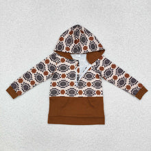 Load image into Gallery viewer, Baby Boys Brown Aztec Fall Hooded Pullovers Tops
