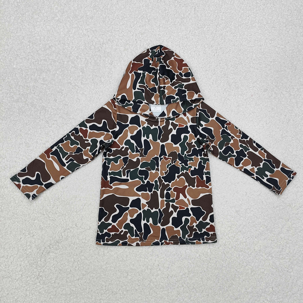 Baby Boys Dark Brown Camo Long Sleeve Hooded Tops