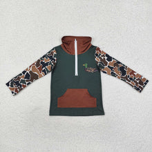 Load image into Gallery viewer, Baby Boys Dark Green Camo Zip Duck Hunting Pullovers Tops
