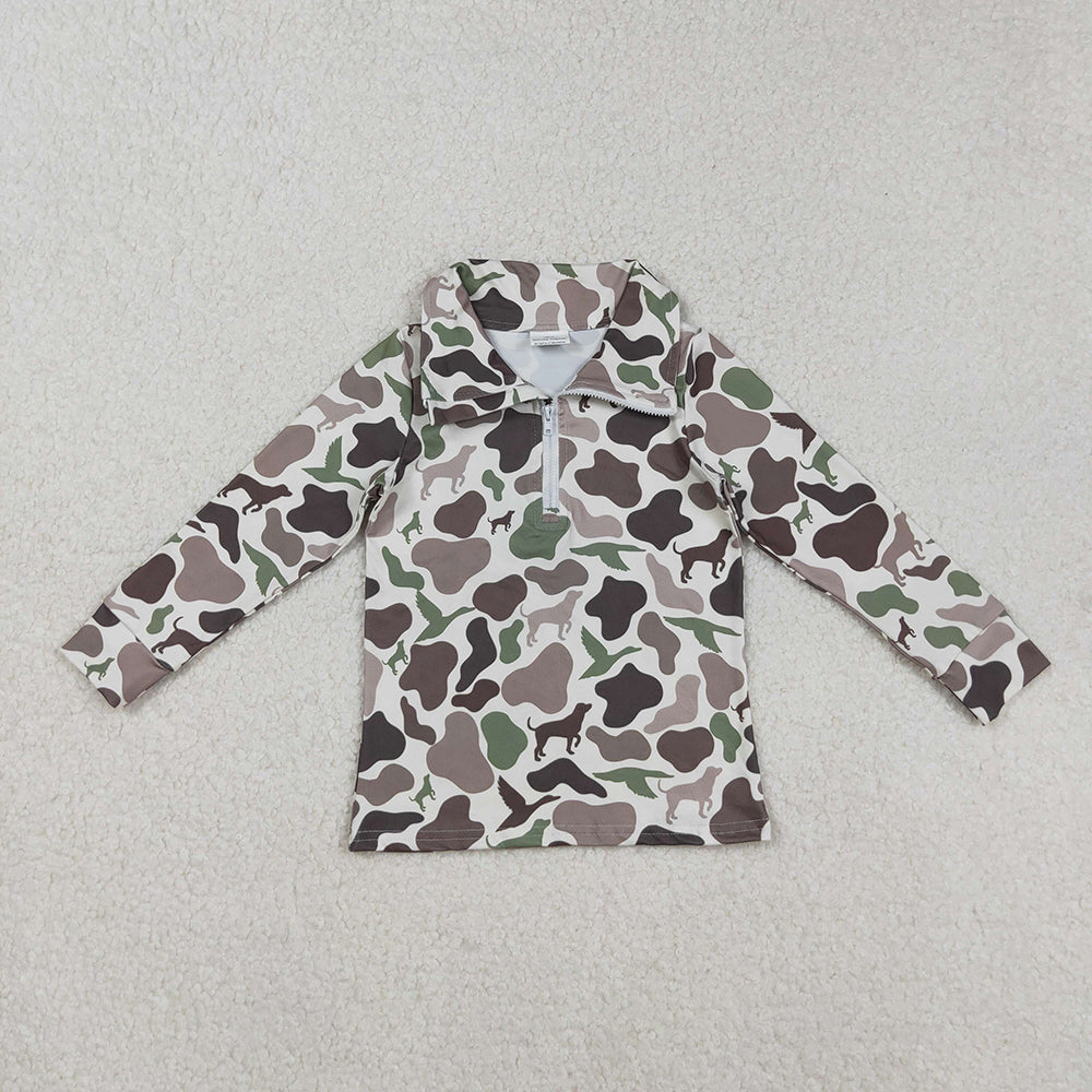 Baby Boys Southern Dogs Ducks Camo Half Zip Pullovers Tops