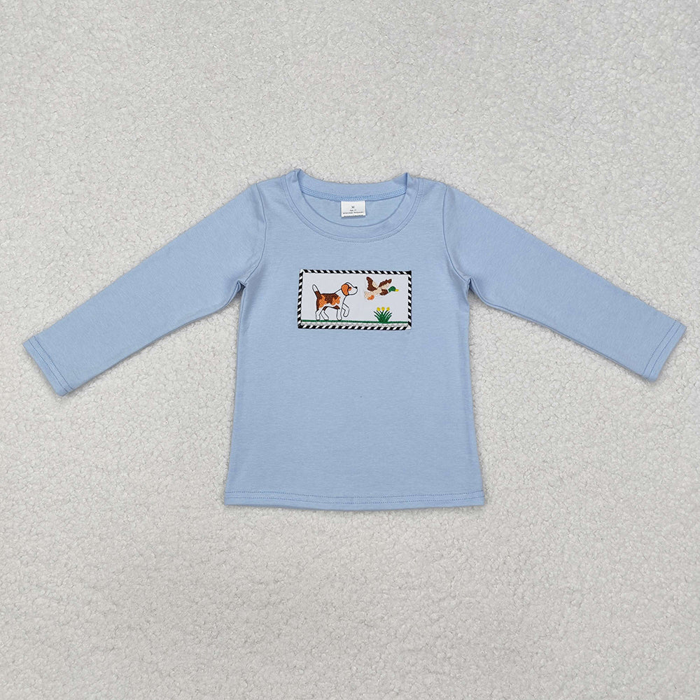 Baby Boys Blue Dog Duck Hunting Long Sleeve Tee Shirts Tops