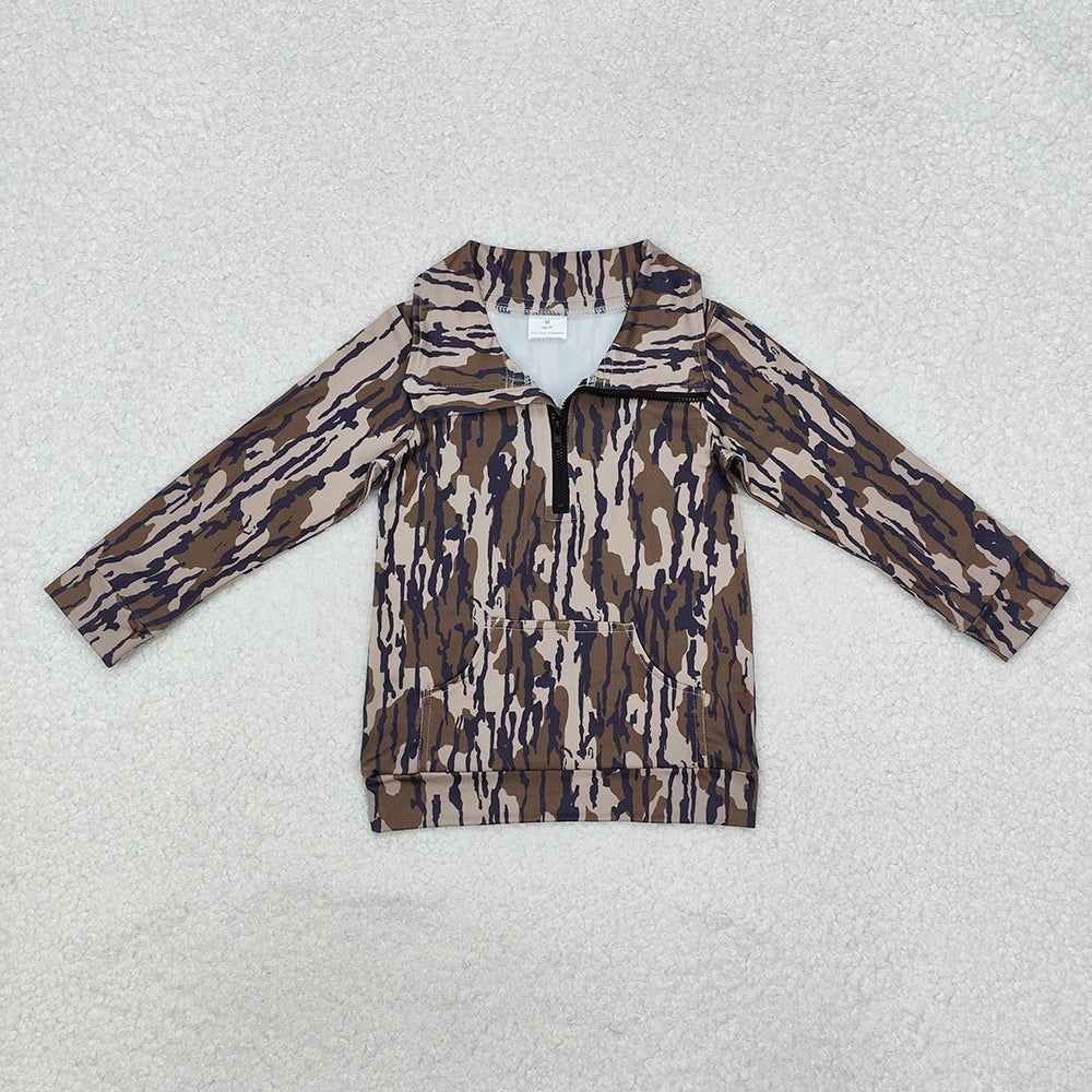 Baby Boys Bottomland Camo Zip Pocket Pullovers Tops