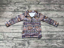 Load image into Gallery viewer, Baby Boys Western Brown Aztec Zip Pullovers Tee Shirts Tops
