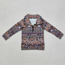 Load image into Gallery viewer, Baby Boys Western Brown Aztec Zip Pullovers Tee Shirts Tops
